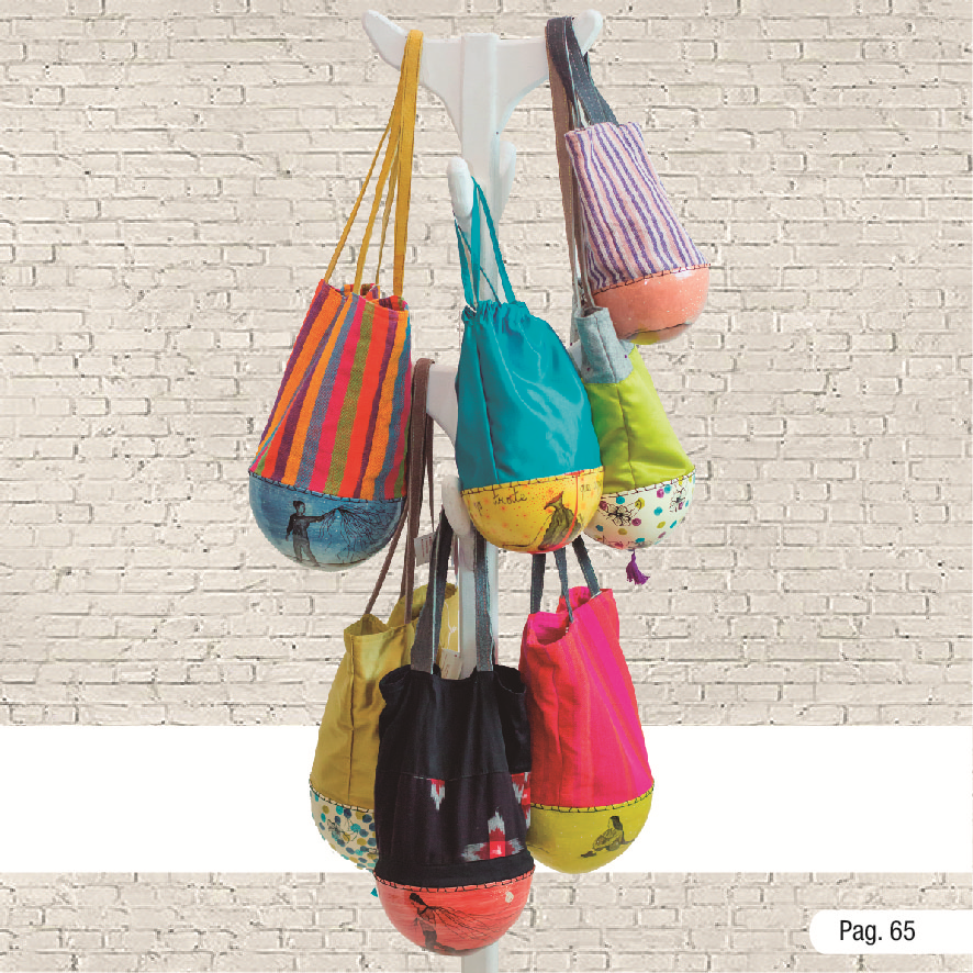 ACROSS BODY BAG WITH PRINTED FABRICS AND HAND PAINTED JICARA BOWL VARIOUS SIZES
