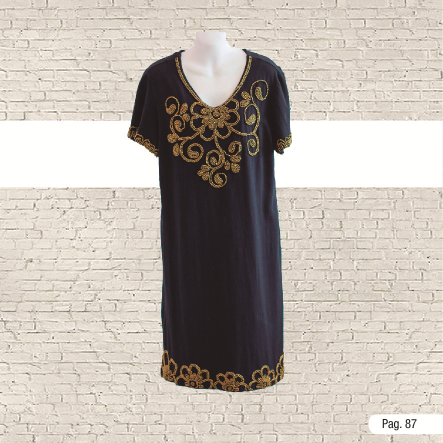 SHORT BLACK DRESS HAND EMBROIDERED IN GOLD